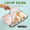 Student L-shaped transparent mesh book bag, three-layer thickened classification file bag, large-capacity homework storage bag, subject bag details Picture